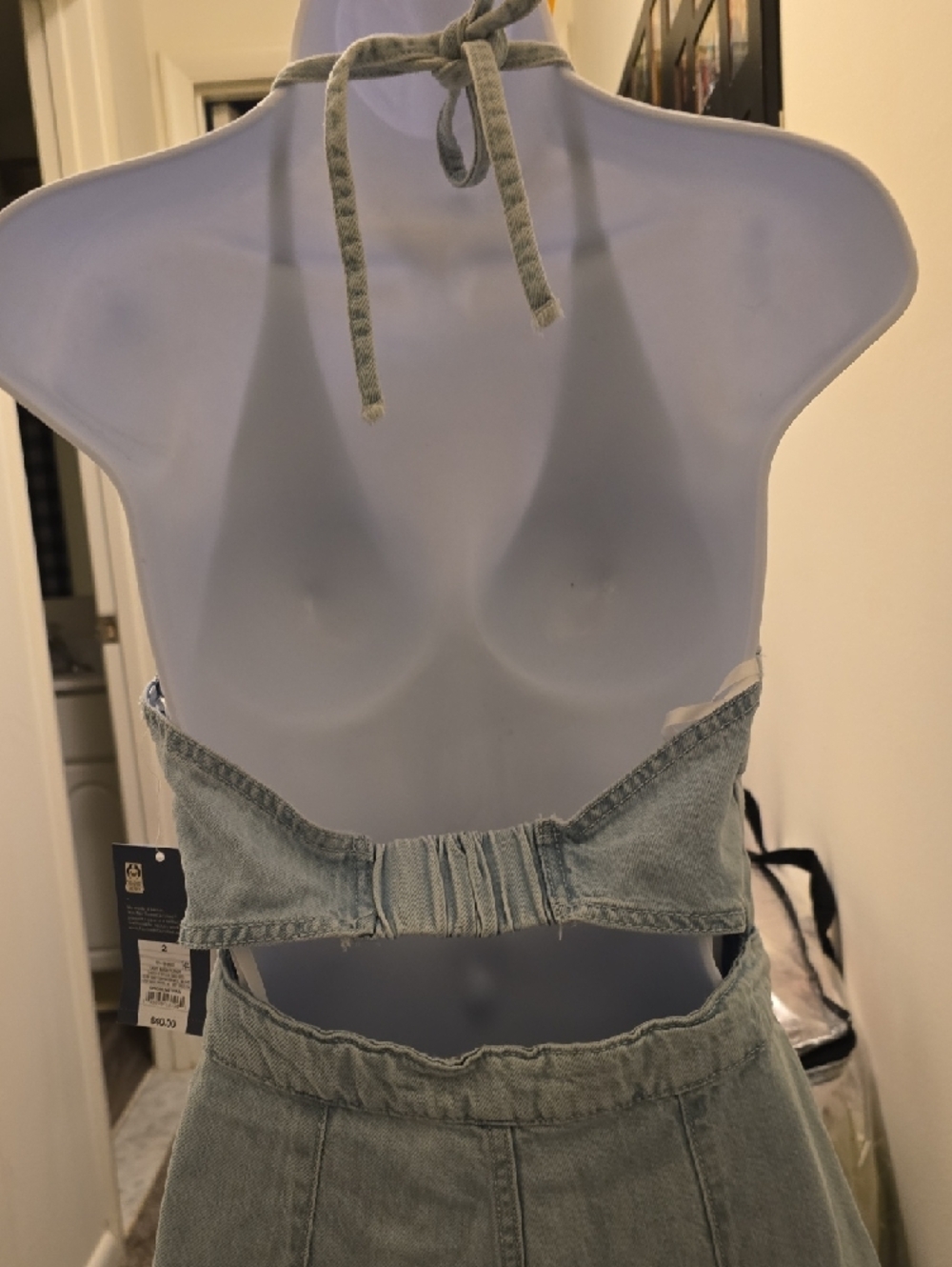 Universal Thread Light Blue Denim Halter Maxi Dress - Picture 4 of 5